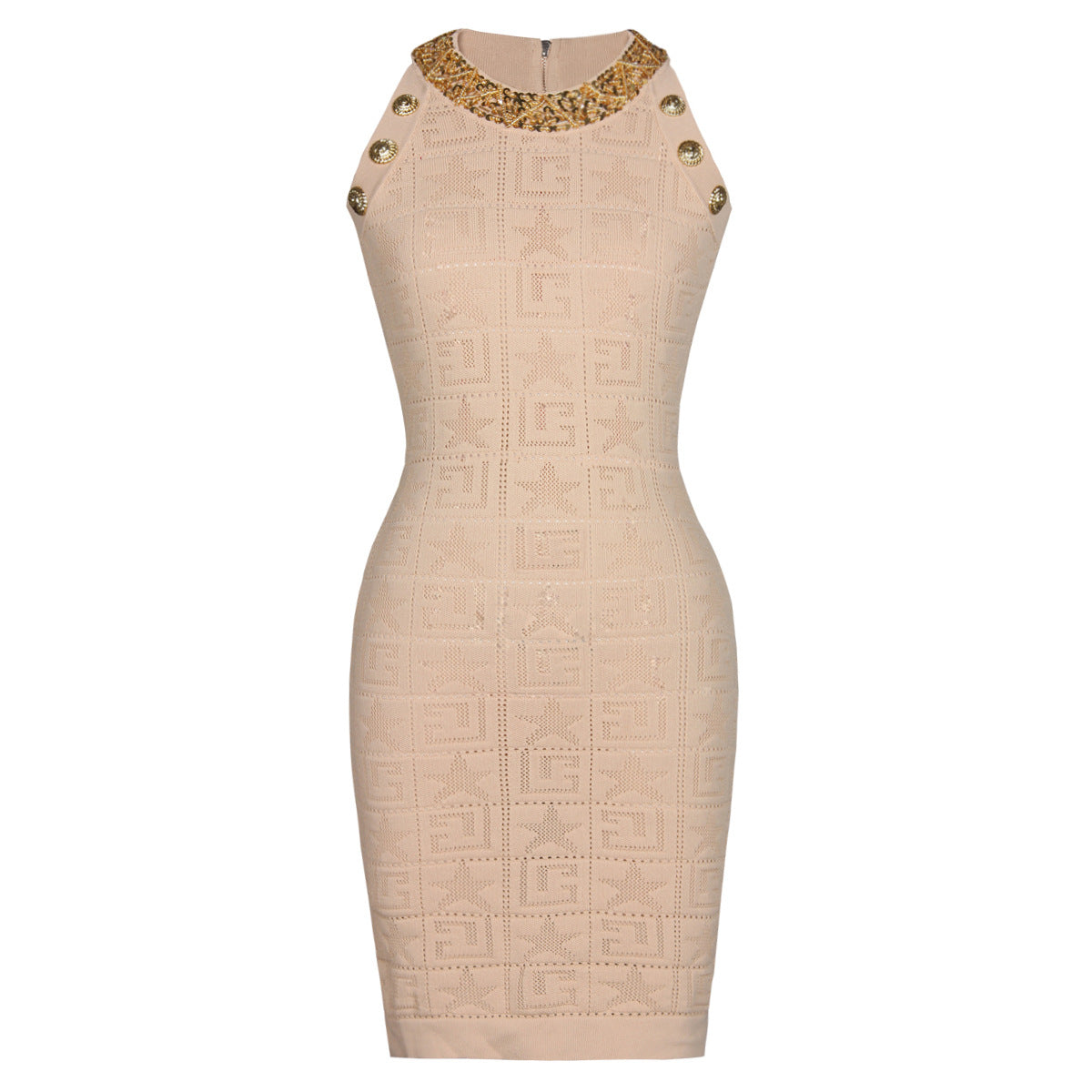 Sleeveless Hieroglyphic Pattern Bodycon Dress