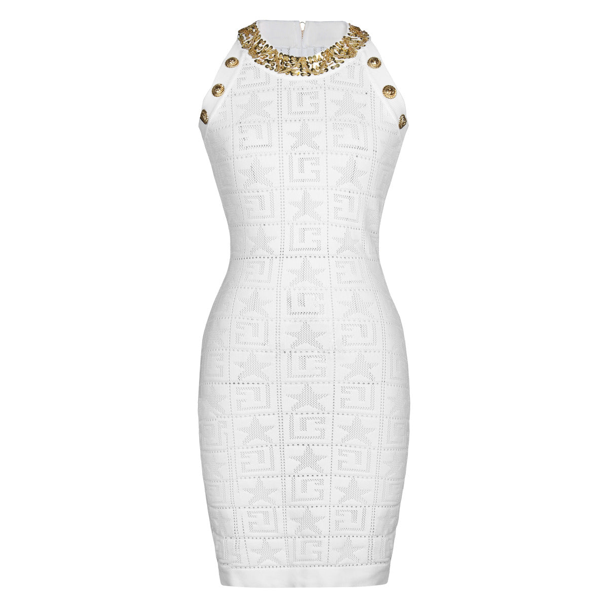 Sleeveless Hieroglyphic Pattern Bodycon Dress