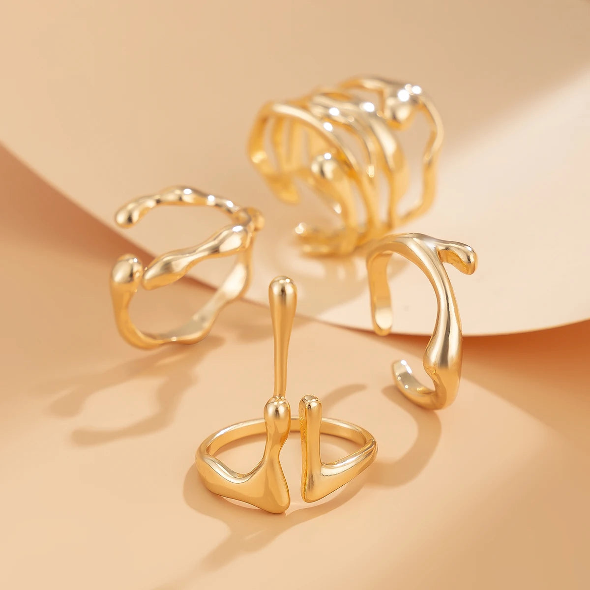 4Pcs/Set Vintage Lava Rings