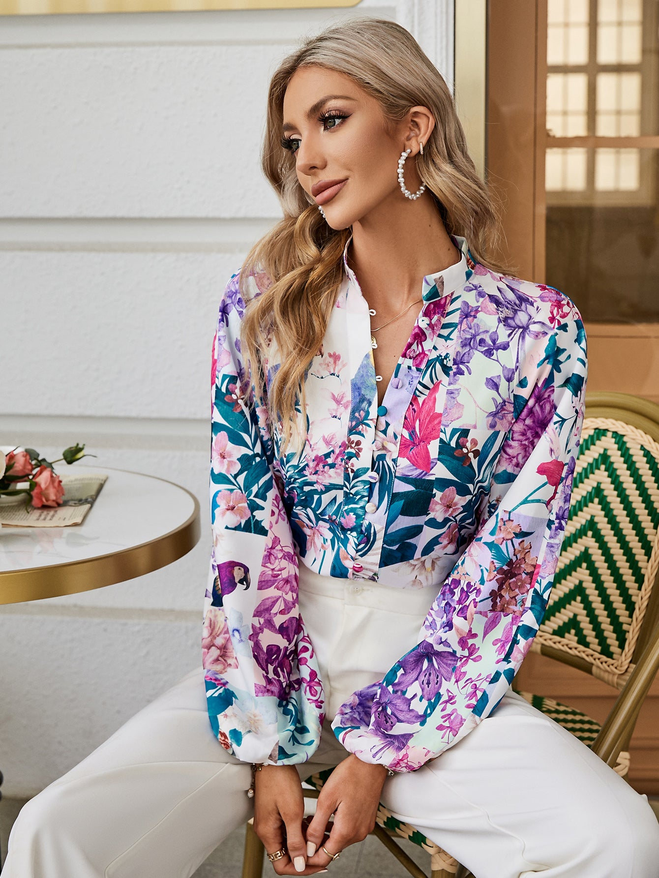 Floral Button Up Blouse