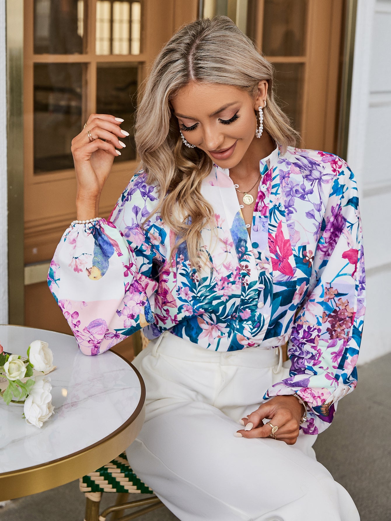 Floral Button Up Blouse