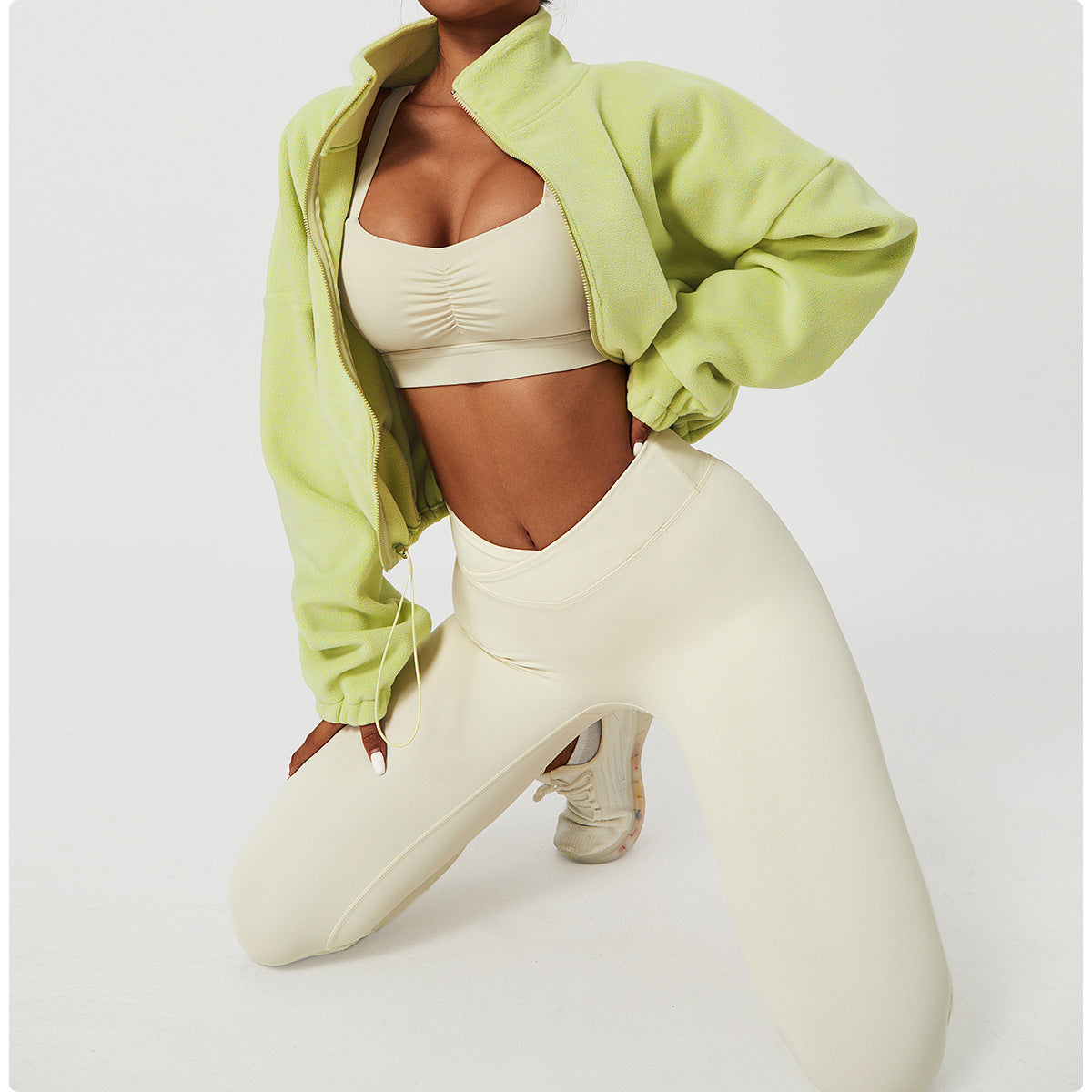 Polar Fleece Drawstring Crop  Jacket