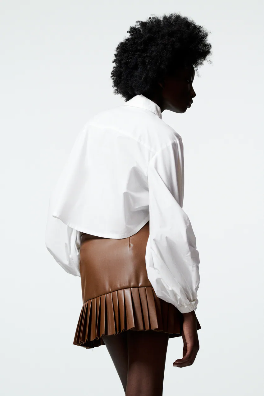 Faux Leather Pleated Skirt