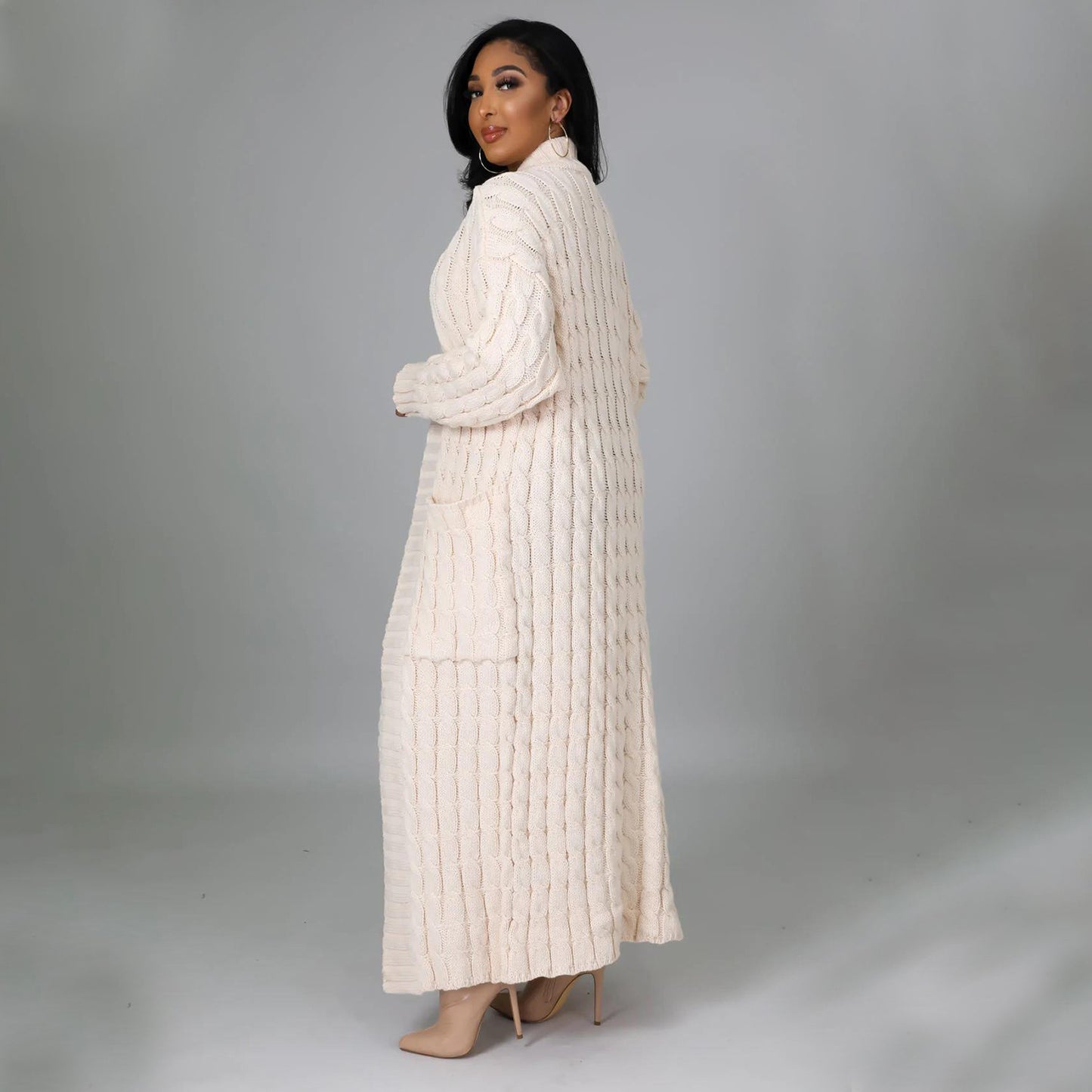 Long Cable Knitted Cardigan