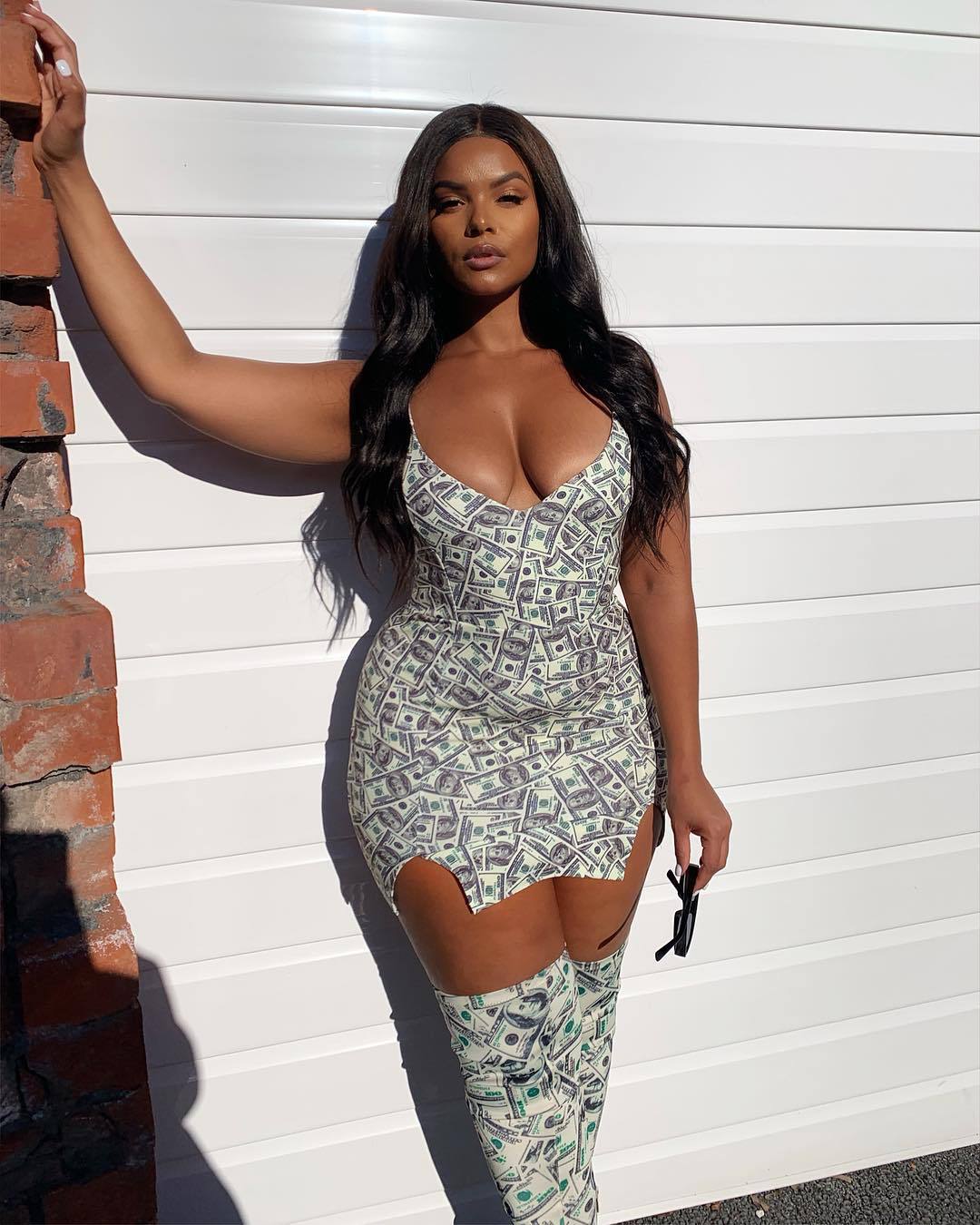 Curve Money Print Mini Dress