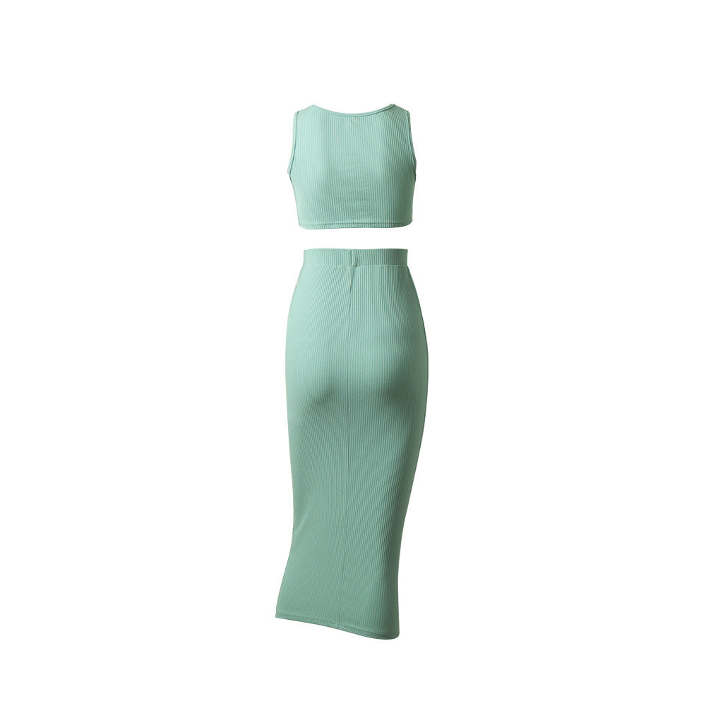 Ribbed Two Piece Tank And Skirt Set