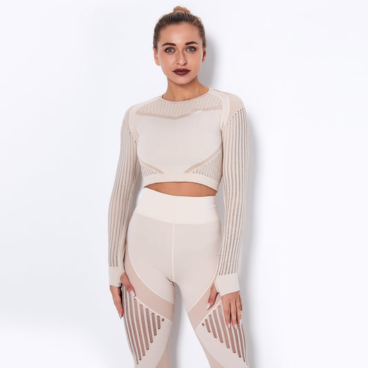 Long Sleeve Mesh Detailed Yoga Set