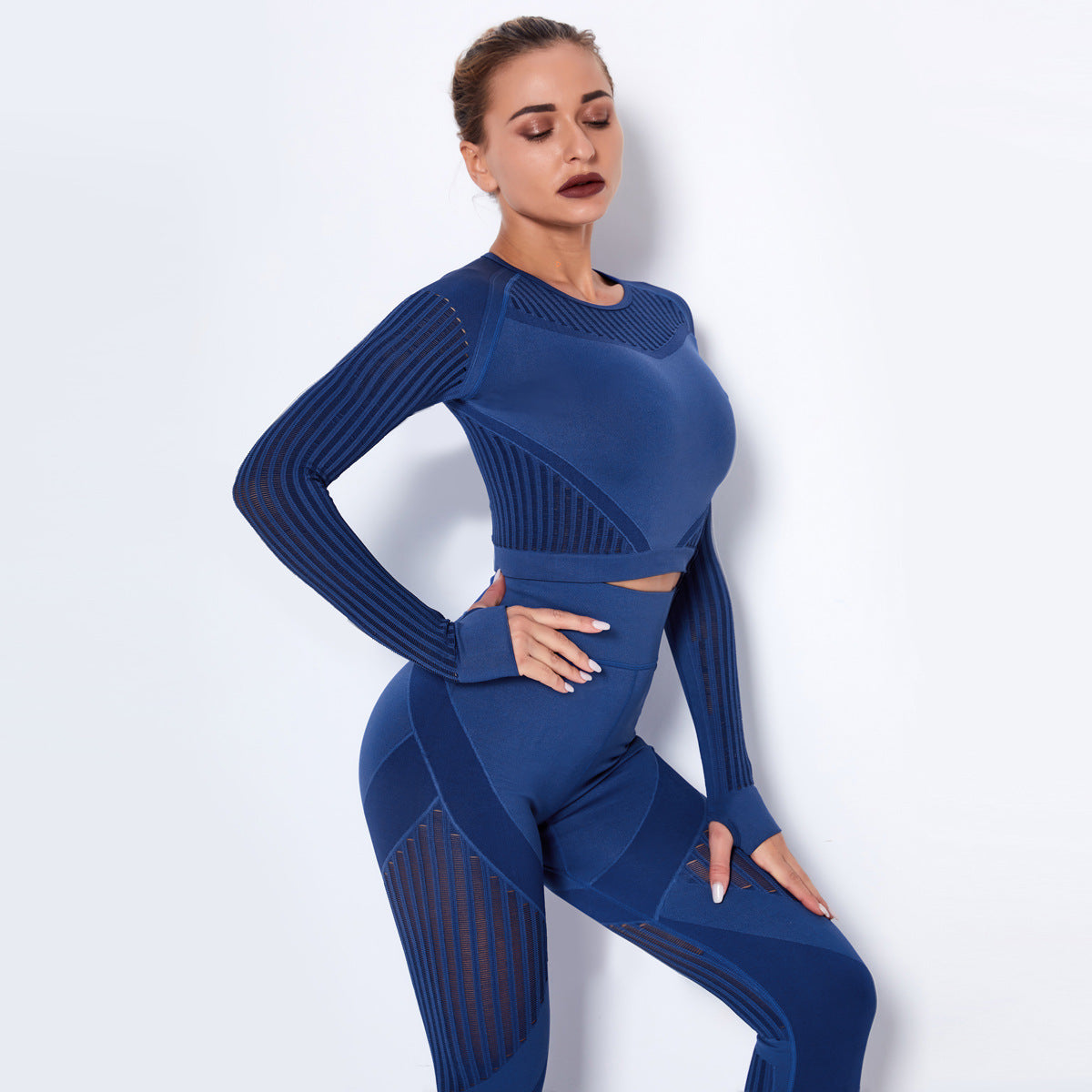 Long Sleeve Mesh Detailed Yoga Set