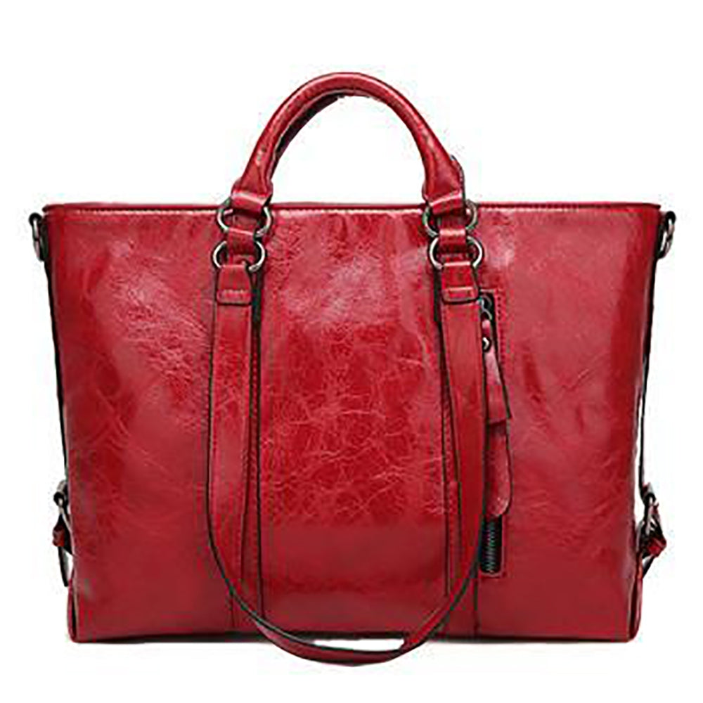 Red PU Leather Handbag - IBADDIE