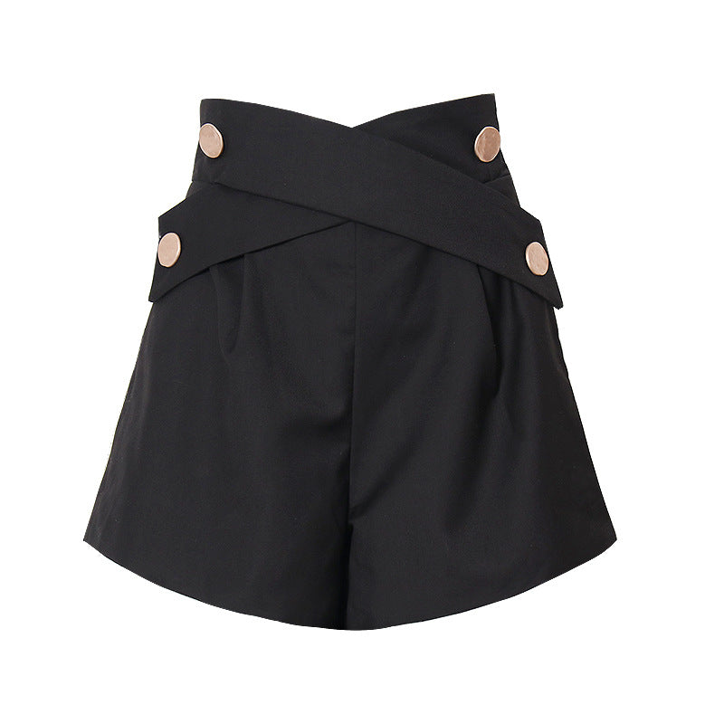 High Waist Faux Button Shorts