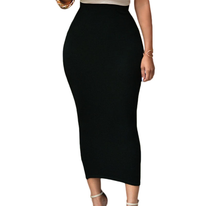 Black High Waist Midi Skirt