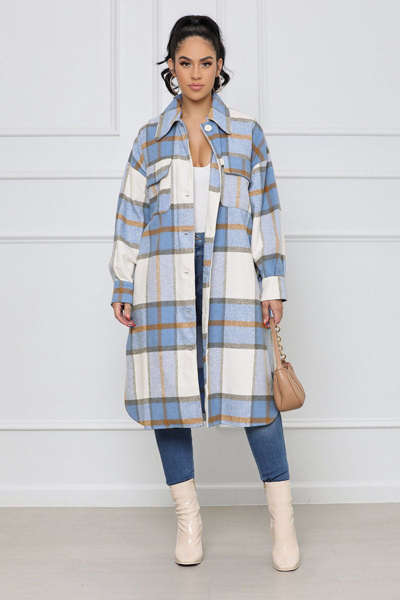 Oversized Plaid Woolen Overcoat