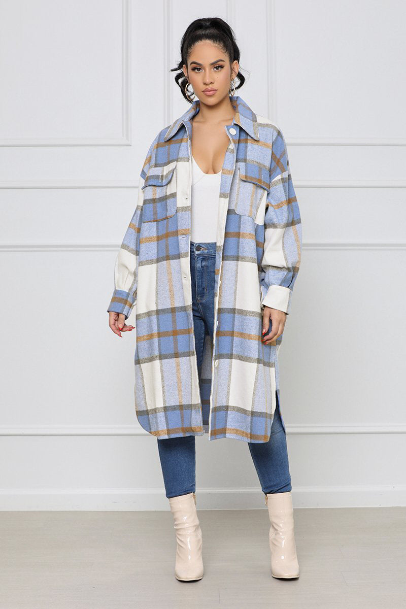 Oversized Plaid Woolen Overcoat