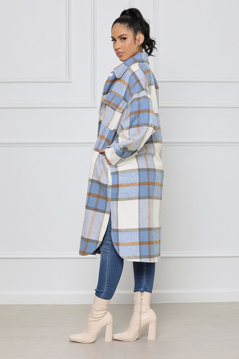 Oversized Plaid Woolen Overcoat