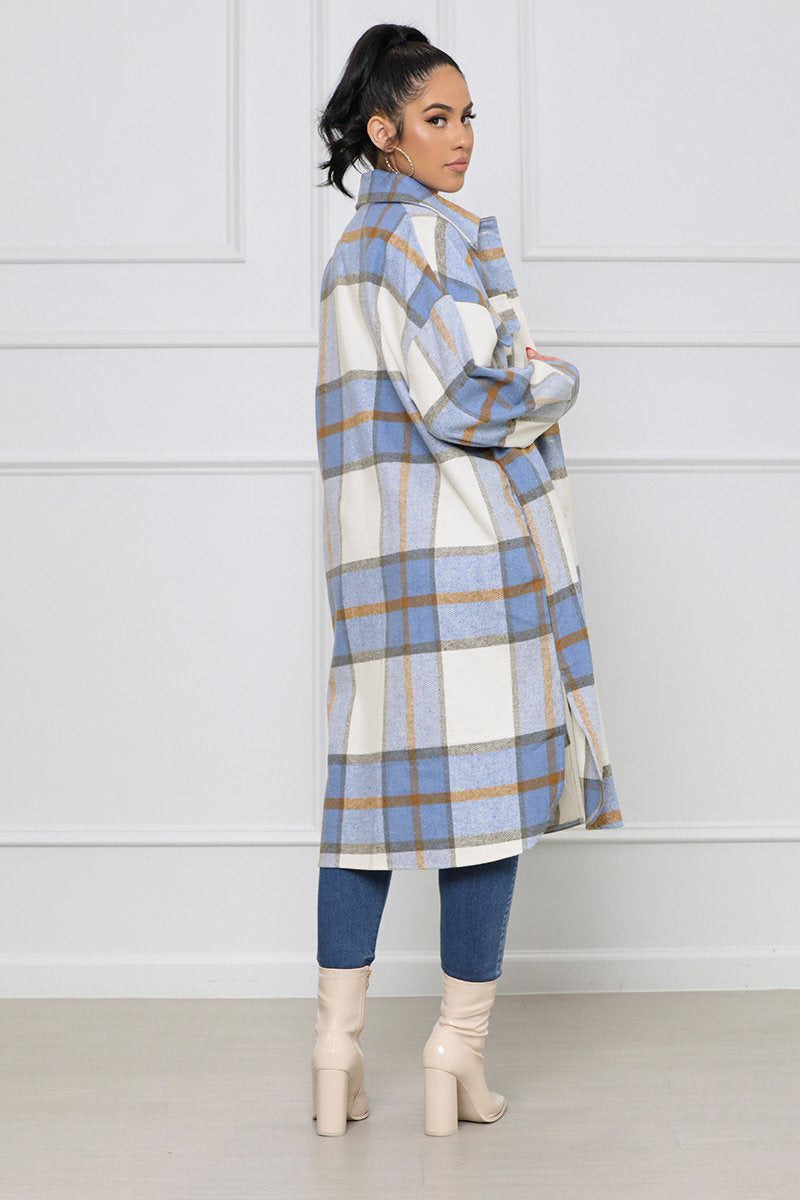 Oversized Plaid Woolen Overcoat