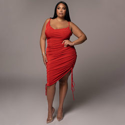 Curve Red Drawstring Maxi Dress