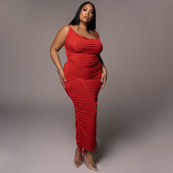 Curve Red Drawstring Maxi Dress