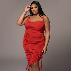 Curve Red Drawstring Maxi Dress