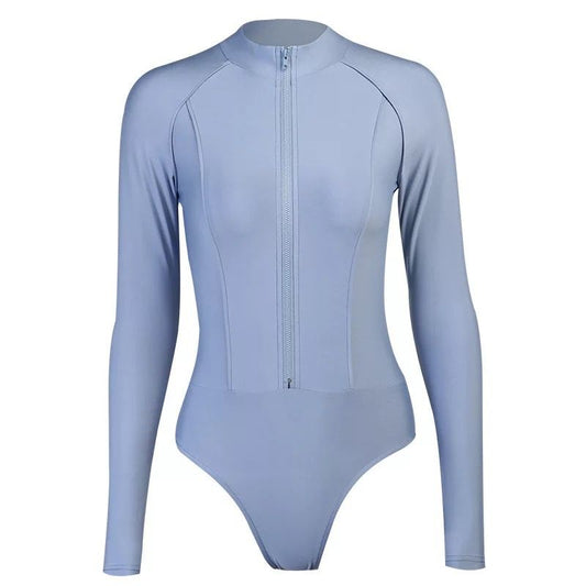 Long Sleeve Front Zip High Collar Bodysuit