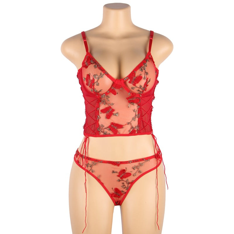 Butterfly Embroidered Lingerie Set