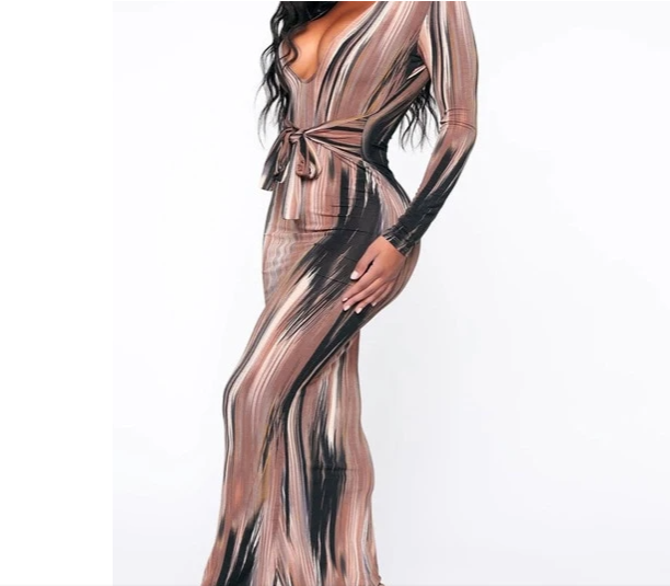 Deep V Neck Bodycon Maxi Dress