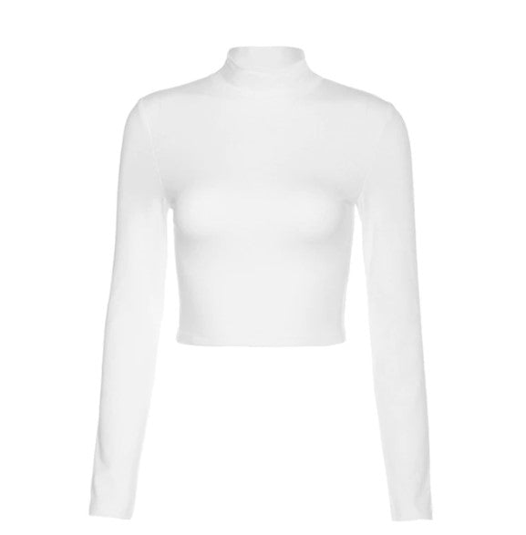 Flare Sleeve Backless Turtleneck Top