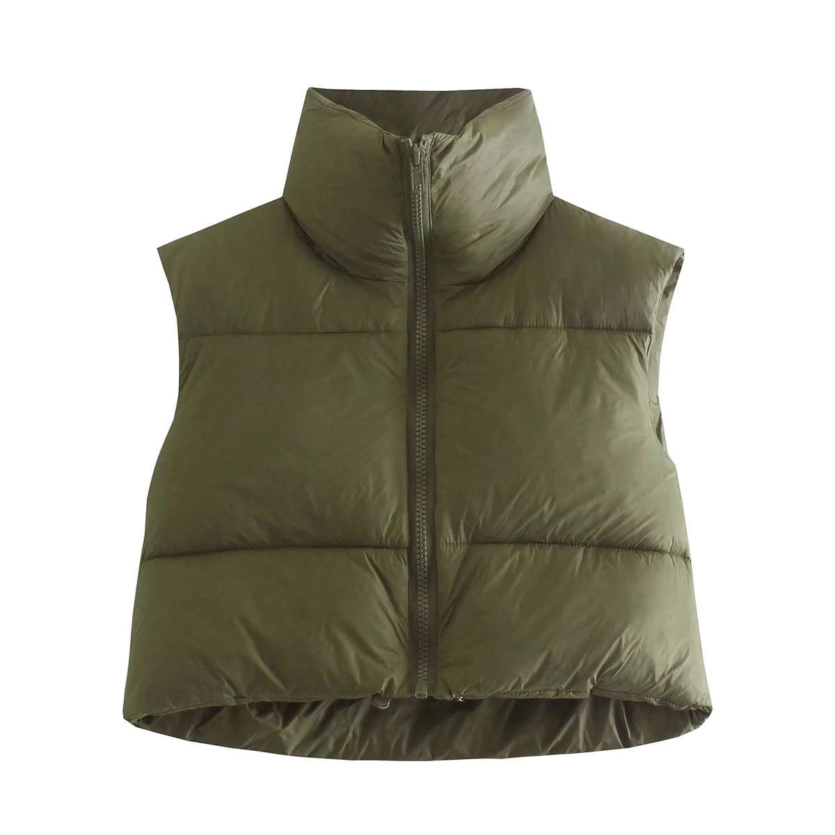 High Collar Crop Puffer Vest