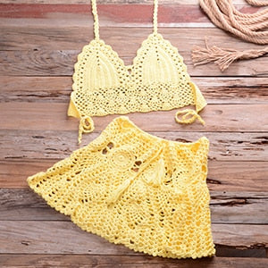 Mini Skirt Crochet Swimsuit Cover Up