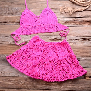 Mini Skirt Crochet Swimsuit Cover Up