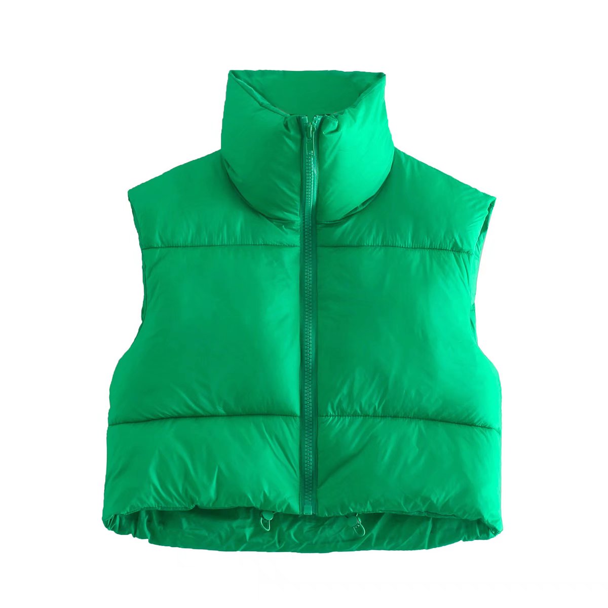 High Collar Crop Puffer Vest