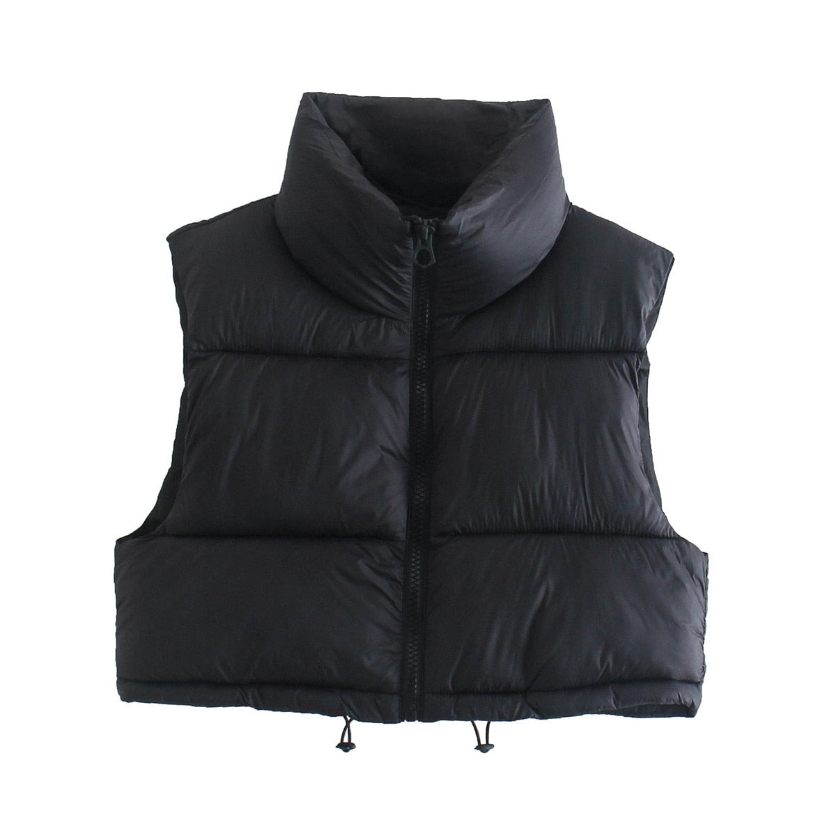 High Collar Crop Puffer Vest