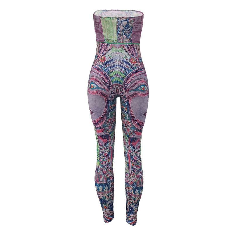 Egyptian Print Sleeveless Jumpsuit