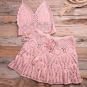 Mini Skirt Crochet Swimsuit Cover Up