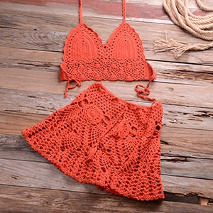 Mini Skirt Crochet Swimsuit Cover Up