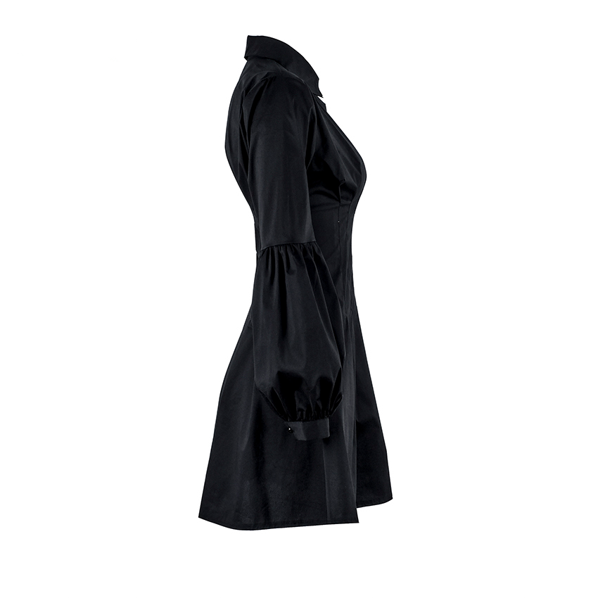 Black Lantern Sleeve Mini Dress - IBADDIE