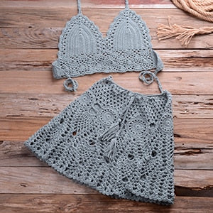 Mini Skirt Crochet Swimsuit Cover Up