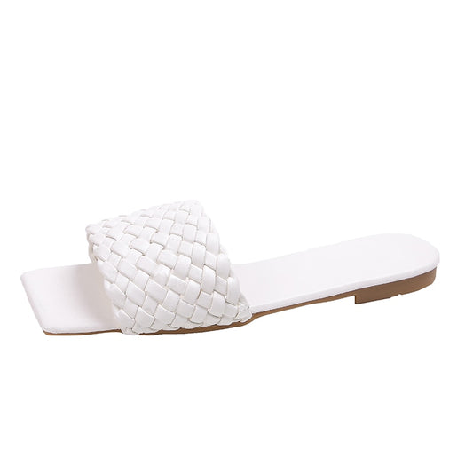 IBADDIE Braided Band Slides White