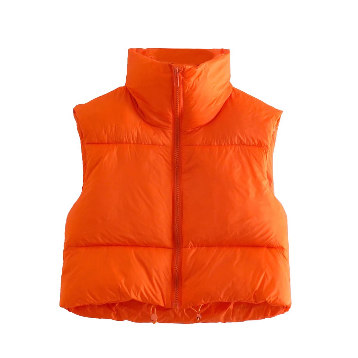 High Collar Crop Puffer Vest