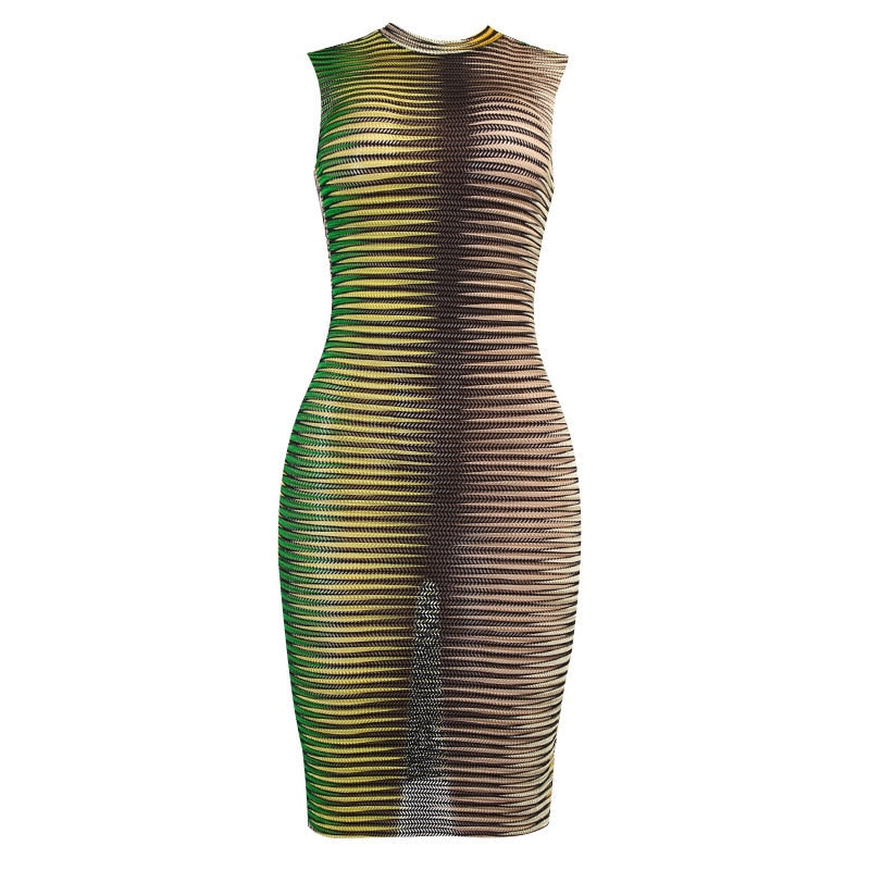 IBADDIE Sleeveless See Through Bodycon Dress Green