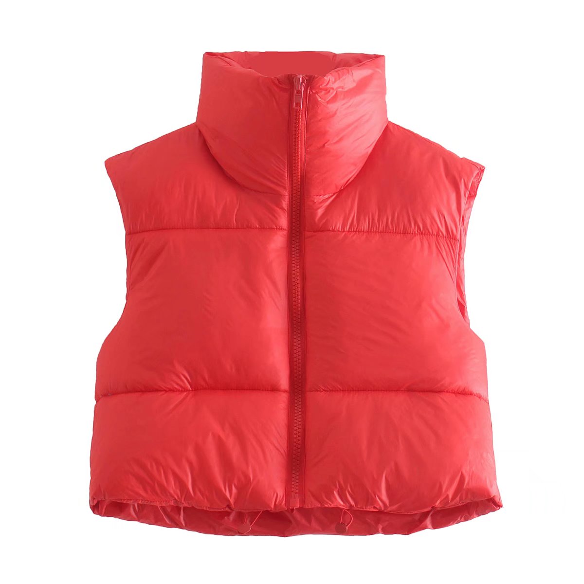 High Collar Crop Puffer Vest