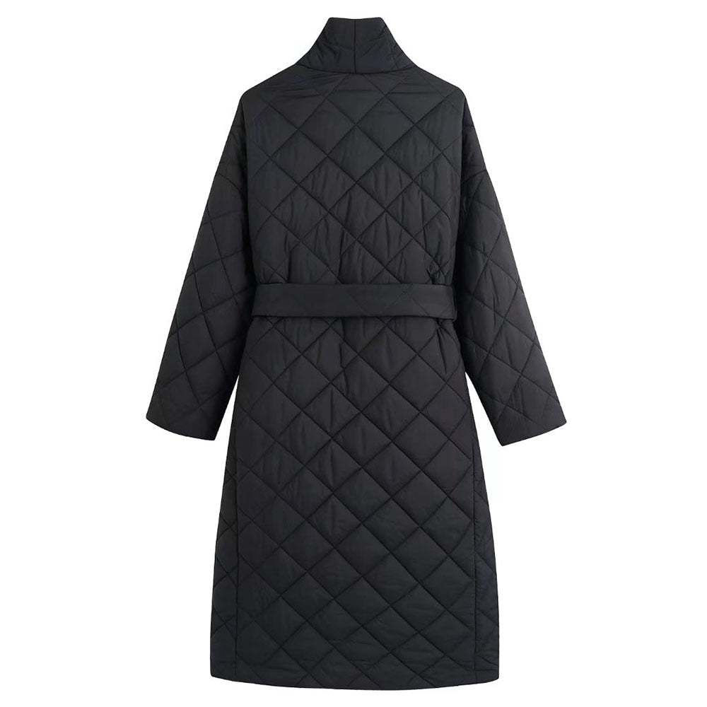 IBADDIE Long Belted Quilt Trench Coat