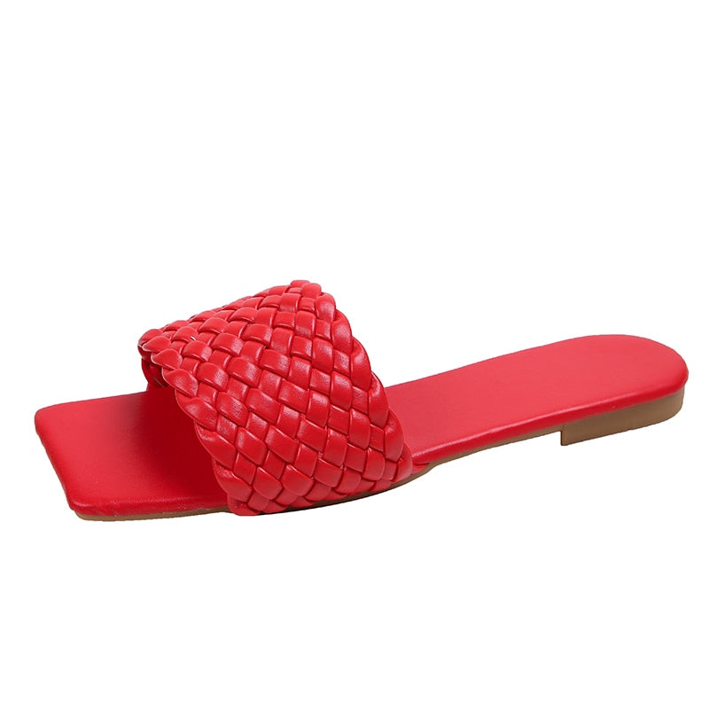 IBADDIE Braided Band Slides Red