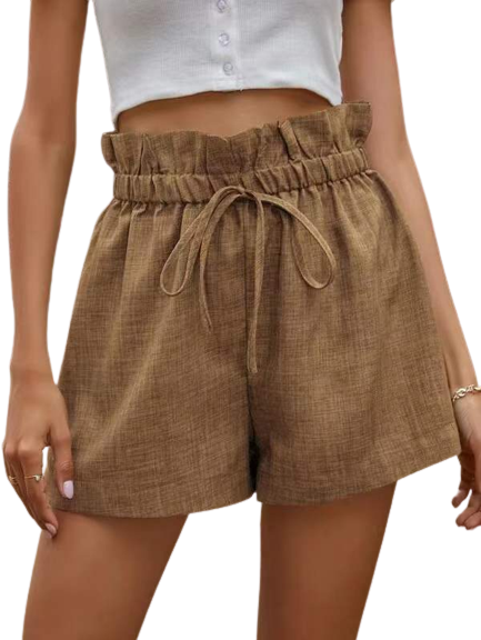 Loose Fit Drawstring Linen Shorts