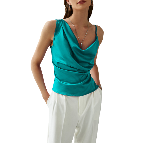 Asymmetrical Sleeveless Silk Top