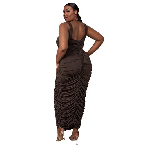 Chocolate Scrunch Midi Dress