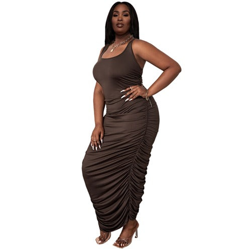 Chocolate Scrunch Midi Dress