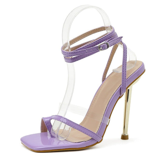 Double Ankle Strap Gold Heel Sandals