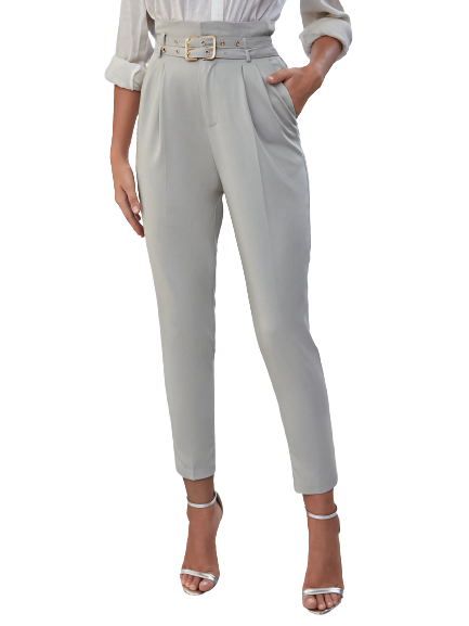 Light Grey Double Belted Pants