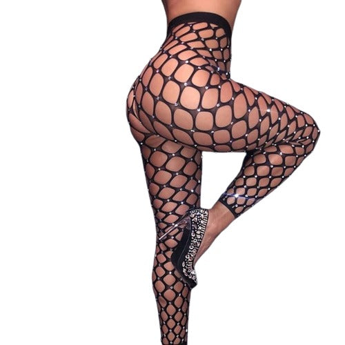 High Waist Diamond Fishnet Stockings