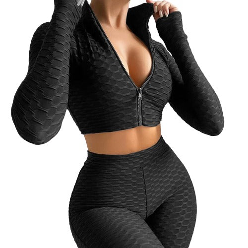 IBADDIE Honeycomb Textured Active Set Black